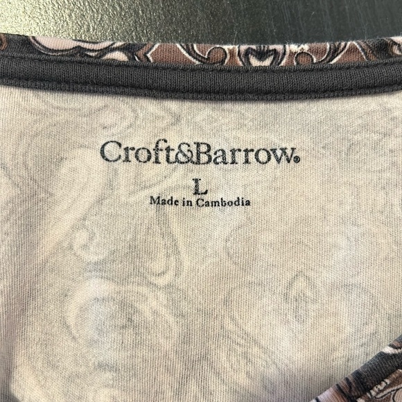 Croft & Barrow V Neck Brown Pattern Size Large Long Sleeve - Picture 3 of 3